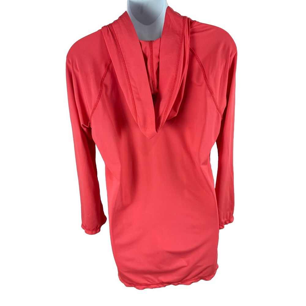 UV Skinz Hooded Swim Shirt M Medium Coral Pink Lace Up UPF 50+ Sun Water Jacket - Picture 4 of 8